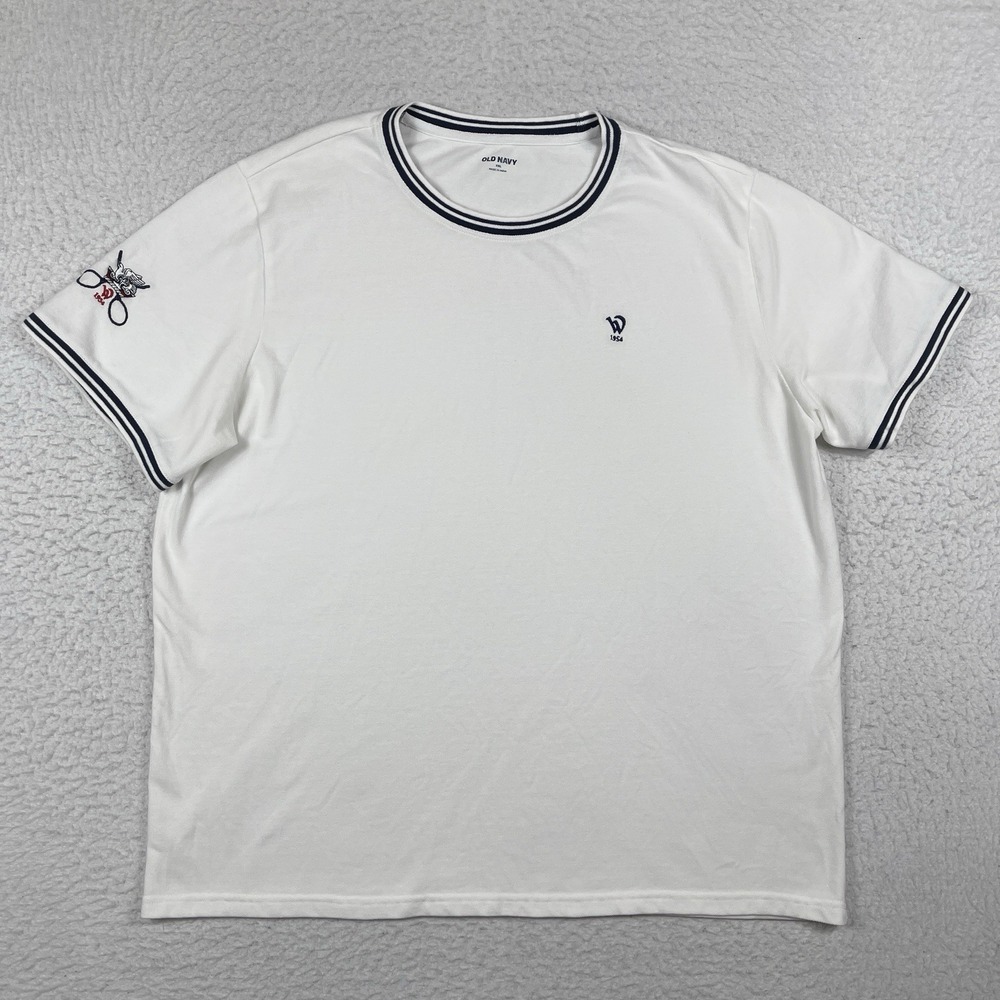 Old Navy Shirt Mens XXL White Blue Ringer Tee Westwood‎ Country Club Tennis